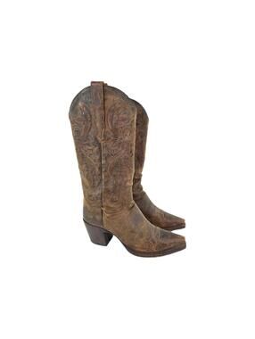 Dan Post Womens Brown Leather Snip Toe Boot US 6 M Western Cowboy Boots